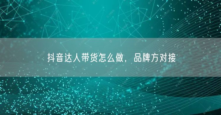 抖音达人带货怎么做，品牌方对接