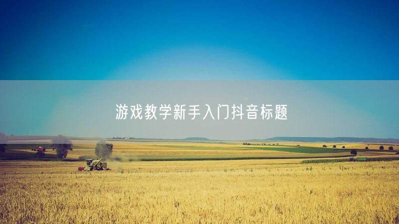 游戏教学新手入门抖音标题