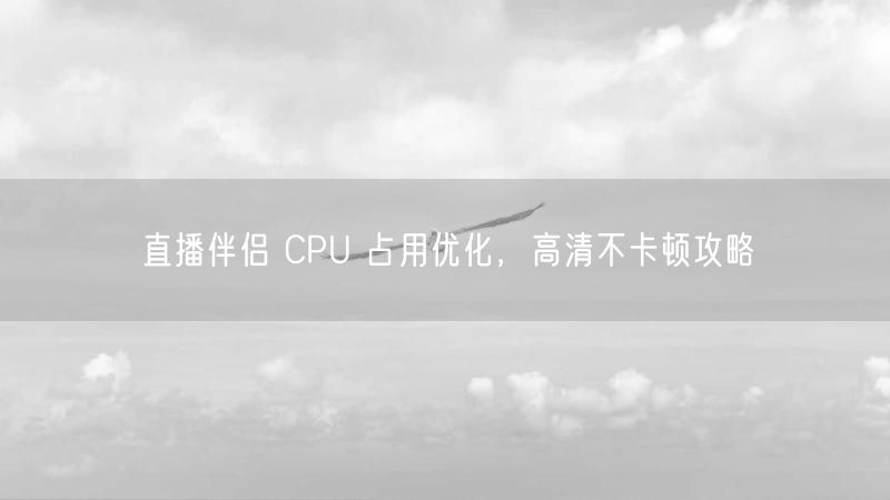 直播伴侣 CPU 占用优化，高清不卡顿攻略